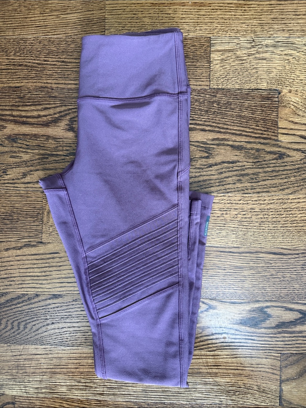 Mondetta Plum Ribbed-Panel High-Rise Leggings